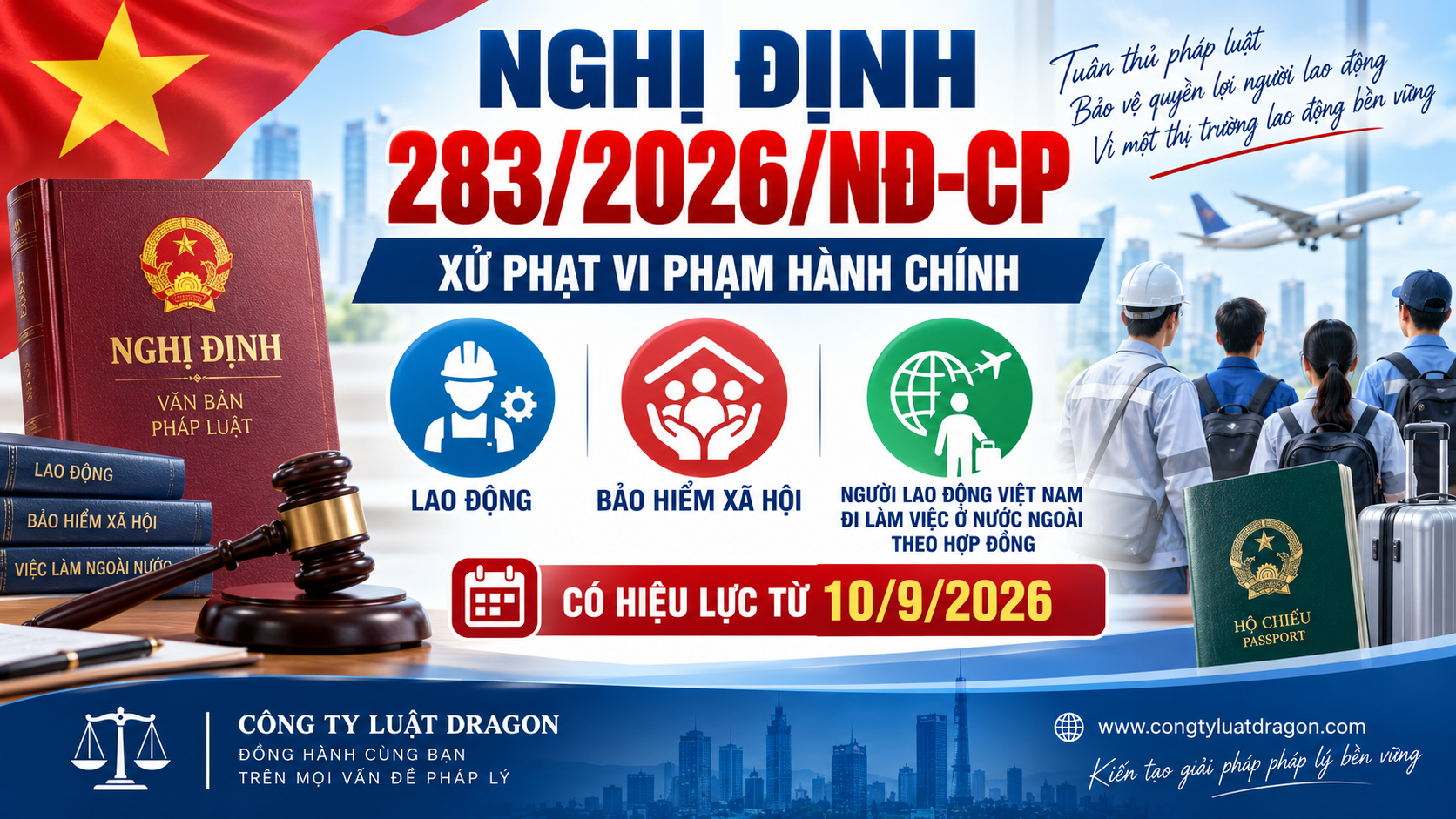 Nghị định 283/2026/NĐ-CP quy định xử phạt vi phạm hành chính trong lĩnh vực lao động, bảo hiểm xã hội, người lao động Việt Nam đi làm việc ở nước ngoài theo hợp đồng